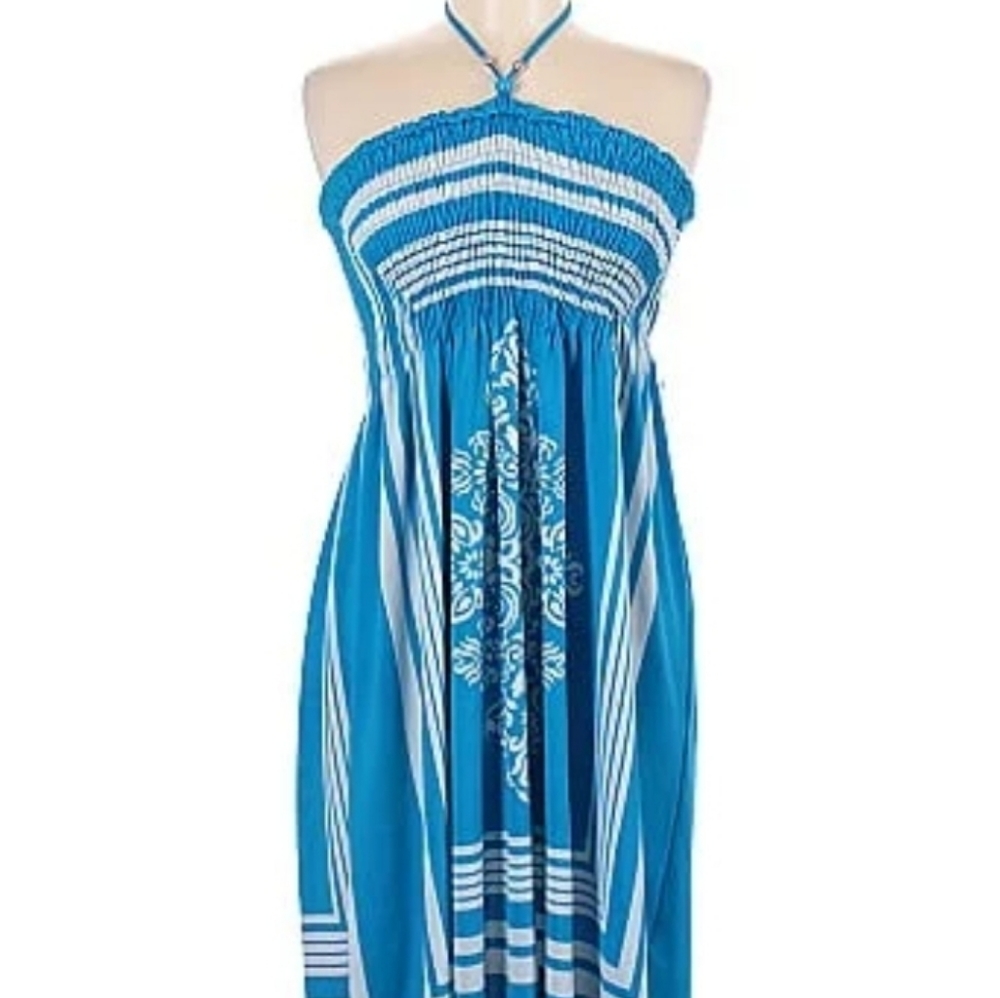 Vintage-Girl Brand Strapless Bohemian Casual Mini Beach Cover-ups Dress Size L